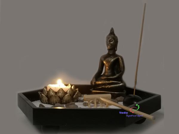 Zen-Garten mit Buddhafigur Rauchstab Dekostein Nr:HY-365